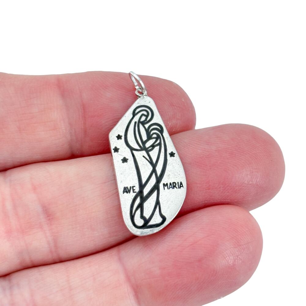 Vintage Sterling Silver 925 Ave Maria Pendant